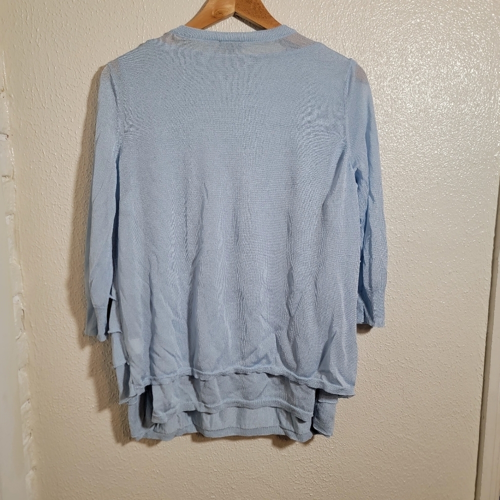 Talbots 2-Piece Ruffle Tank Shell Cardigan Bundle sz 2XP Light Blue Preppy Chic - Picture 7 of 12